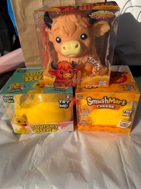 Jumbo Squishy Bundle-Cheese, Duck and Highland Cow squishy